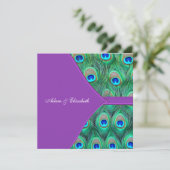 Violet Lila Peacock Hochzeitseinladungen Einladung (Stehend Vorderseite)