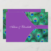 Violet Lila Peacock Hochzeitseinladungen Einladung (Vorne/Hinten)