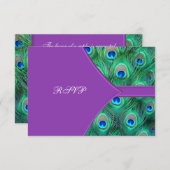 Violet Lila Peacock Wedding RSVP (Vorne/Hinten)