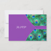 Violet Lila Peacock Wedding RSVP Karte (Vorderseite)