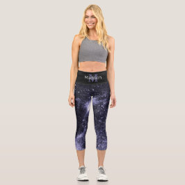 Violet lila peri abstrakte Galaxie Monogram Capri Leggings