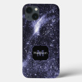 Violet lila peri abstrakte Galaxie Monogram Case-Mate iPhone Hülle (Rückseite)