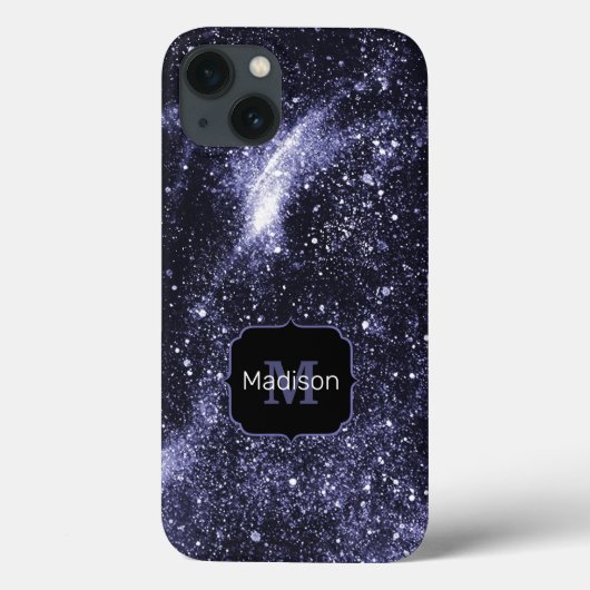 Violet lila peri abstrakte Galaxie Monogram Case-Mate iPhone Hülle (Rückseite)