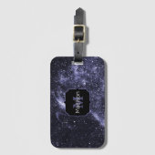 Violet lila peri abstrakte Galaxie Monogram Gepäckanhänger (Vorderseite Vertikal)