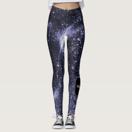 Violet lila peri abstrakte Galaxie Monogram Leggings