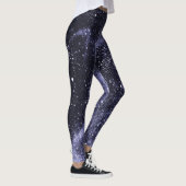 Violet lila peri abstrakte Galaxie Monogram Leggings (Rechts)