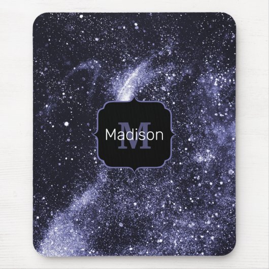 Violet lila peri abstrakte Galaxie Monogram Mousepad (Vorne)