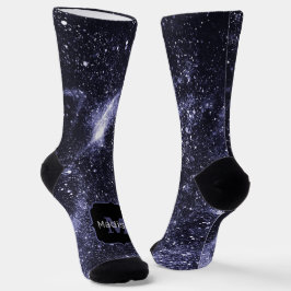 Violet lila peri abstrakte Galaxie Monogram Socken