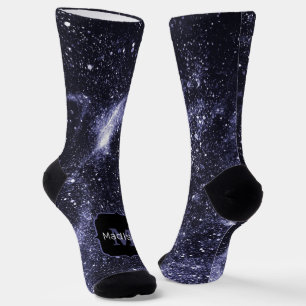Violet lila peri abstrakte Galaxie Monogram Socken