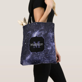 Violet lila peri abstrakte Galaxie Monogram Tasche