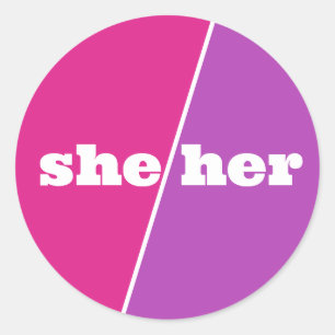 Violet Lila Pink Pronoun Sie/sie Runder Aufkleber