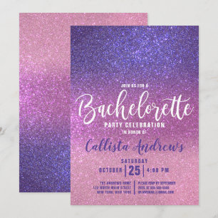Violet Lila Pink Triple Glitzer Bachelorette Einladung