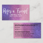 Violet Lila Pink Triple Glitzer Ombre Typografie Empfehlungskarte (Vorne/Hinten)