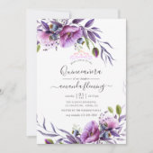 Violet Lila Poppy Floral Quinceañera Einladung (Vorderseite)