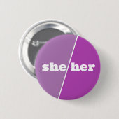 Violet Lila Pronoun-Taste Sie/sie Button (Vorne & Hinten)