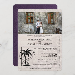 Violet Lila Puerta Vallarta Pass Hochzeit Einladung