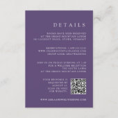 Violet Lila QR Code UAWG & Hochzeitdetails Begleitkarte (Vorderseite)