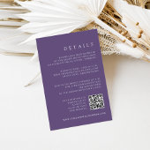 Violet Lila QR Code UAWG & Hochzeitdetails Begleitkarte