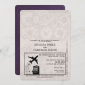 Violet Lila Reno Passport Hochzeit Einladung (Vorne/Hinten)