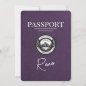 Violet Lila Reno Passport Hochzeit Einladung (Rückseite)