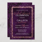 Violet Lila Rose Gold Confetti Brautparty Einladung (Vorne/Hinten)