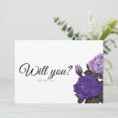 Violet Lila Rose Werden Sie meine Bridesmaid-Karte Einladung (Stehend Vorderseite)