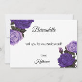 Violet Lila Rose Werden Sie meine Bridesmaid-Karte Einladung (Rückseite)