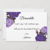 Violet Lila Rosed Werden Sie meine Trauzeugin sein Einladung (Rückseite)