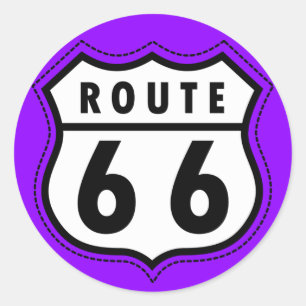 Violet Lila Route 66 Straßenschild Runder Aufkleber