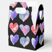 Violet Lila schwarze Herzen 5 Papierbox Geschenkschachtel (Geöffnet)