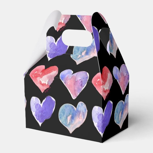Violet Lila schwarze Herzen 5 Papierbox Geschenkschachtel (Vorderseite)