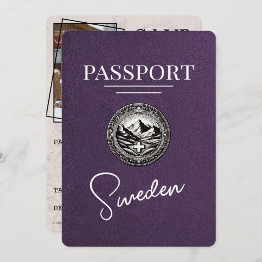 Violet Lila Schweden Pass Save the Date (Vorne/Hinten)