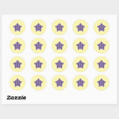 Violet Lila Square und Diamond Checkered Star Runder Aufkleber (Blatt)
