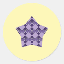 Violet Lila Square und Diamond Checkered Star Runder Aufkleber