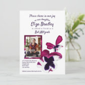 Violet & Lila Stiefmütterchen Bat Mitzvah Einladun Einladung (Stehend Vorderseite)