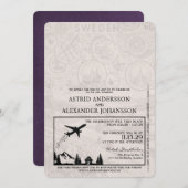 Violet Lila Sweden Passport Hochzeit Einladung (Vorne/Hinten)