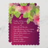 Violet Lila Transparente Blumenhochzeit Einladung (Vorne/Hinten)