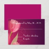 Violet Lila Transparente Blumenhochzeit RSVP Karte (Vorne/Hinten)