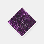 Violet Lila Traubenpflanze Sequin Funkelnd Glitzer Serviette (Ecke)