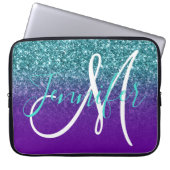 Violet Lila und Aquamarin Ombre Glitzer Mit Monogr Laptopschutzhülle (Vorderseite)