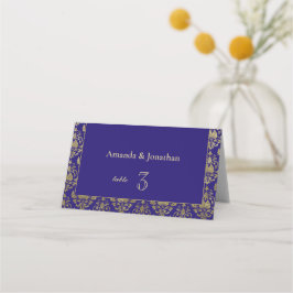 Violet-Lila und Gold-Muster Hochzeitsszenarien Pla Platzkarte