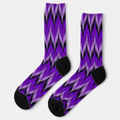 Violet Lila und schwarz Zig Zag Unisex Socken (Linkes Detail)