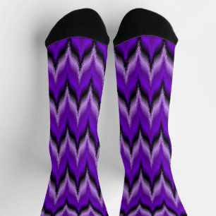 Violet Lila und schwarz Zig Zag Unisex Socken