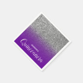 Violet Lila und Silver Glitzer Ombre Quinceanera Serviette (Ecke)