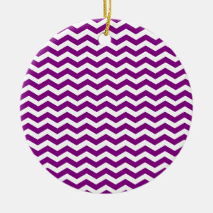 Violet Lila und weiß Zigzag Zickzack Muster Keramik Ornament