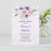 Violet Lila Watercolor Florals Polterabend Einladung (Stehend Vorderseite)