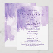 Violet Lila Watercolor Splash Graduation Party Einladung (Vorne/Hinten)