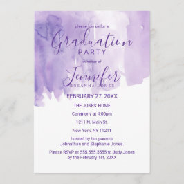 Violet Lila Watercolor Splash Graduation Party Einladung