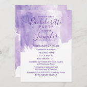 Violet Lila Watercolor Splash Junggeselinnen-Absch Einladung (Vorne/Hinten)
