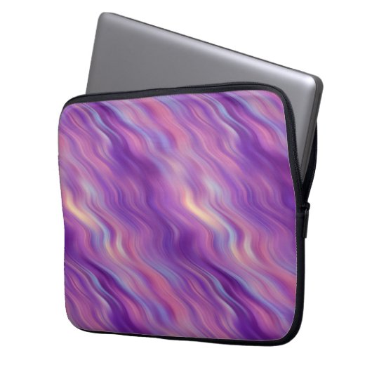 Violet Lila Wavy Textur Laptopschutzhülle (Vorderseite Links)